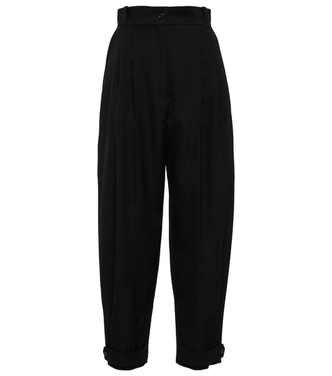 High-rise tapered wool-blend pants