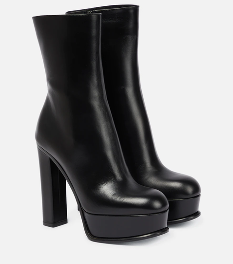 Leather platform ankle boots