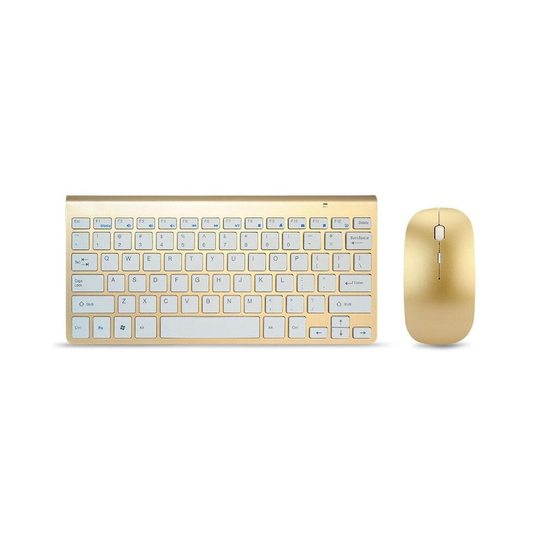 (GOLD English) Keyboard Ultra-thin Wireless Keyboard Mouse Combo 2.4g Wireless Mouse For Apple Keyboard Style Mac Win Xp/7/8/10 Tv Box