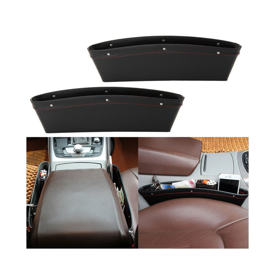 2x Black Catch Catcher Box Caddy Car Seat Gap Slit Pocket Storage Organizer UK