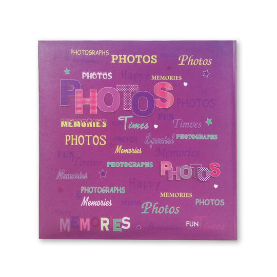 (Memories - Purple ) Large Photo Album 6x4 200 Photos Slip In Baby Wedding Travel With Memo Area Gift