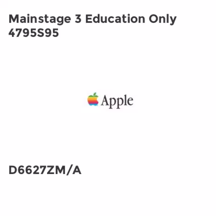 Apple Mainstage 3 Education Only 4795S95- you get 5