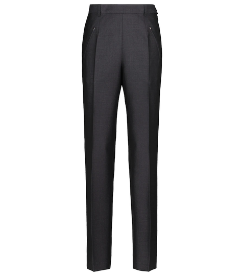 Mid-rise wool and mohair straight pants