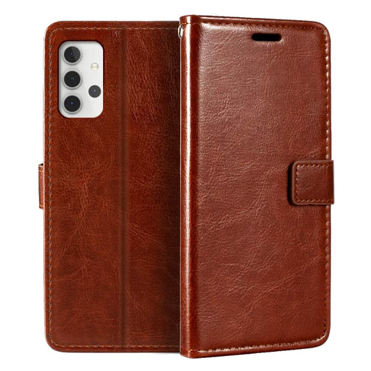(Brown) For Samsung A22 5G Wallet Case PU Leather Wallet Flip Phone Case