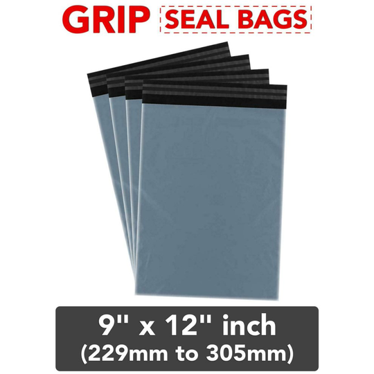 (50, 9" x 12" (229mm to 305mm)) Mailing Bags Strong Grey Grip Self Seal Plastic Poly Bag Postage UK