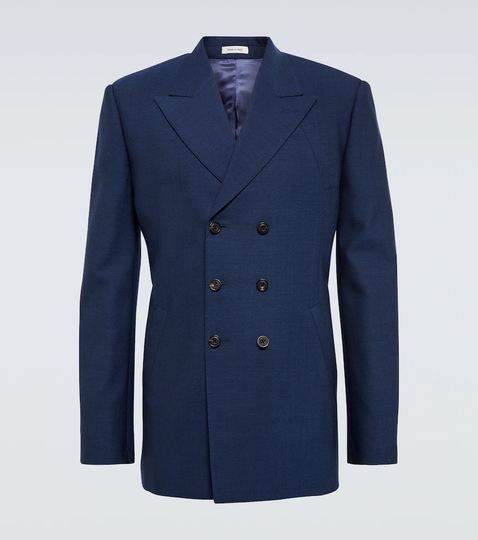 Double-breasted wool suit jacket