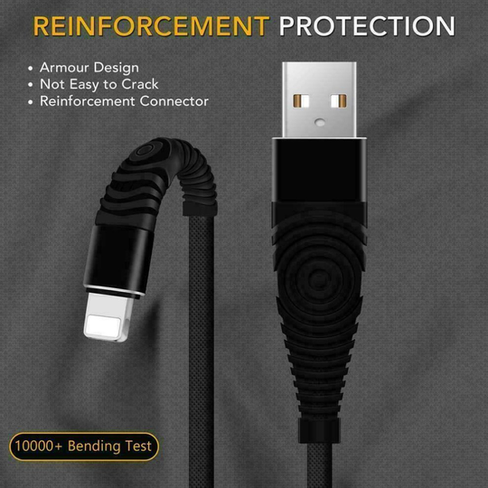 (Black, 3M) Heavy Duty Extra Long Data USB Charger Cable 3m 2m Lead For iPhone 8 7 6s 5s X
