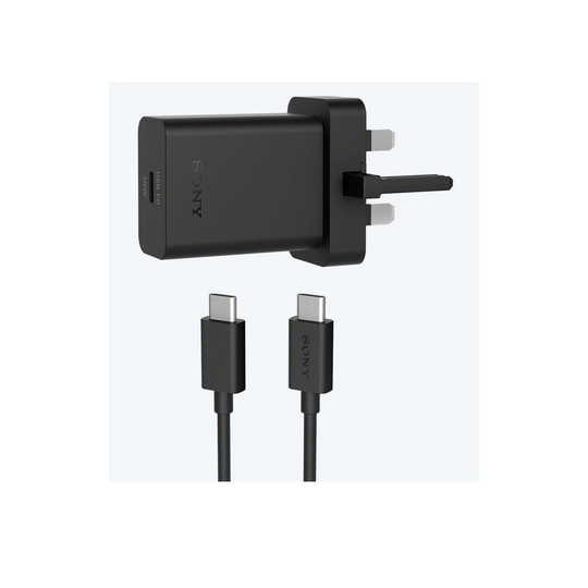 Official Sony UCH32C UK 3 Pin USB PD Type C Mains Charger with UCB24 USB-C to USB-C Cable - Black