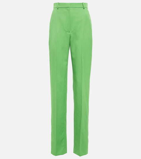 High-rise straight wool pants