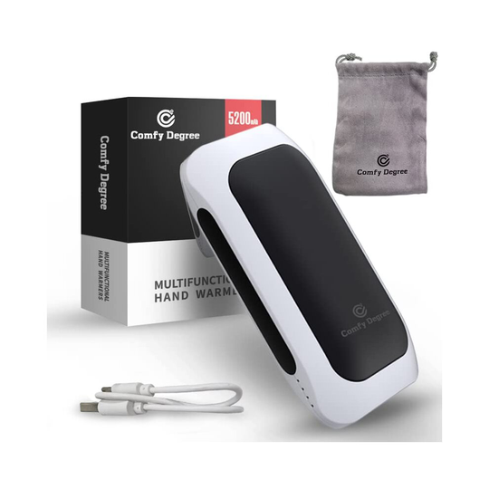 ComfyDegree Rechargeable Hand Warmers 5200mAh Power Bank, Electric Hand Warmer Double-sided Heating Portable USB Mobile External Battery Charger Best
