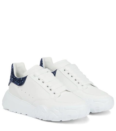 Court sequined leather sneakers