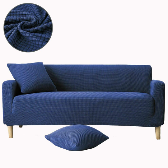(Navy Blue, 2 Seater(145-185cm)) Stretchable 1/2/3 Sofa Couch Slipcover Cover Settee Protector