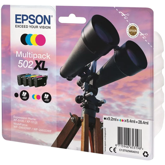 Epson Epson 502XL Binoculars Black CMY High Yield Ink Cartridge 28ml Multipack -