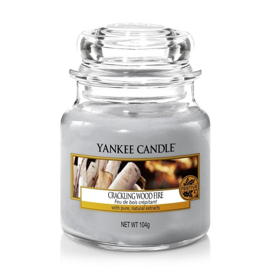 Yankee Candle Classic Jar Crackling Wood Fire, Grey, Small