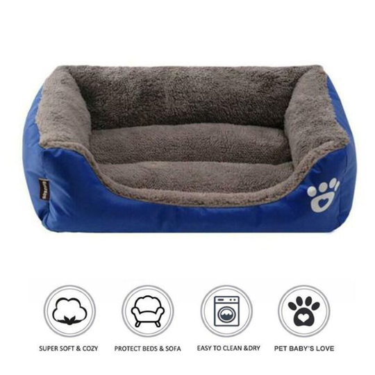 (Blue, L: (66X50cm)) Pet Dog Cat Bed Soft Warm Cushion Puppy Kennel Mat Blanket Washable
