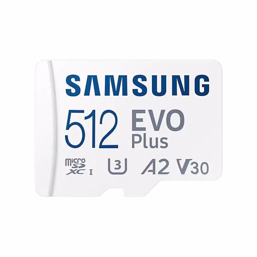 Samsung EVO Plus 512GB V30 A1 UHSI Class 10 MicroSDXC Memory Card and Adapter