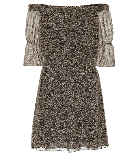 Leopard virgin wool minidress
