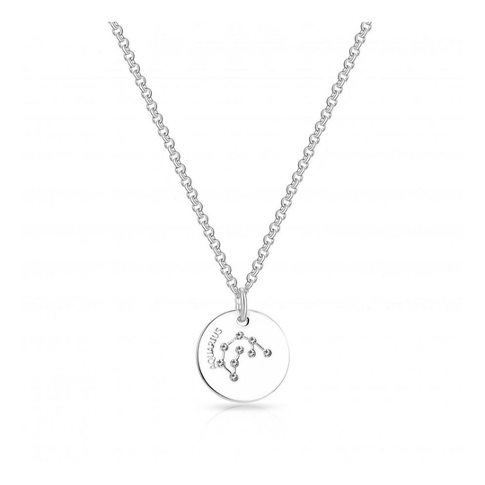 Aquarius Starsign Disc Necklace Created with Swarovski Crystals