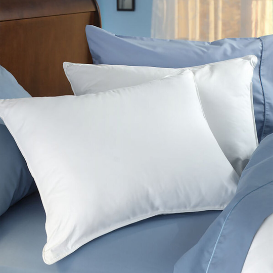 (FIRM DELUXE) PILLOW PAIR WHITE FILLED QUILTED PILLOW SET x2