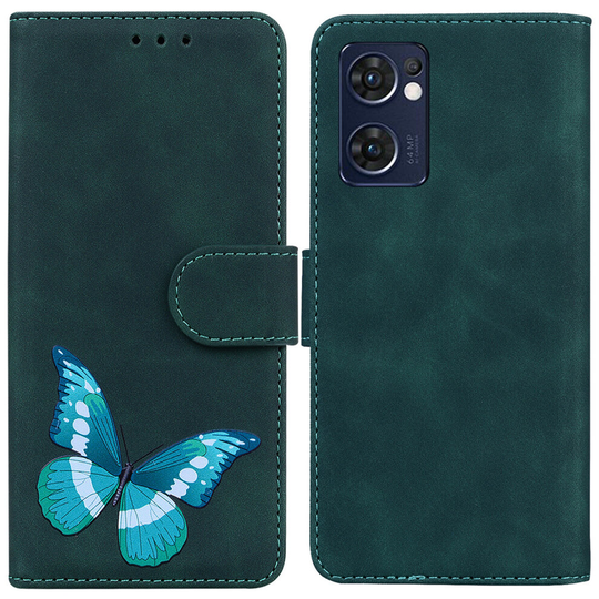 Case for OPPO Find X5 Lite Butterfly Cover Premium Leather Magnetic- Green