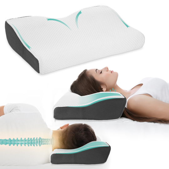 LIVIVO Cervical Memory Foam Neck Pillow - Orthopedic Neck Pillow for Shoulder Pain - Ergonomic Head Neck Support Pillow Side/Back/Stomach Sleepers