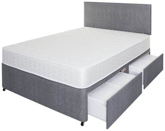 Argos Home Elmdon Memory 4 Drawer Small Double Divan - Grey