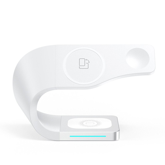 3-in-1 Desktop Wireless Charging Stand Compatible With iPhone Watch and Pods White
