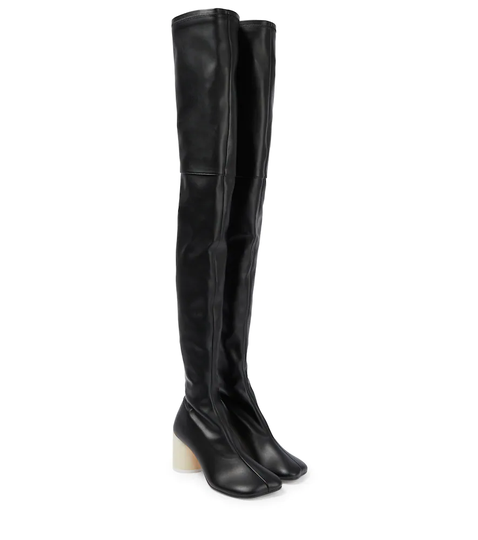Faux leather over-the-knee boots