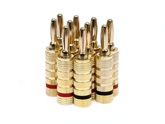 High Quality Gold Plated Speaker Banana Plugs | Closed Screw Type | 1-20 Pairs - 5 Pairs
