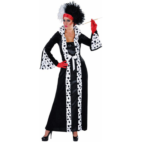 (L) Cruella de Vil Costume & Wig