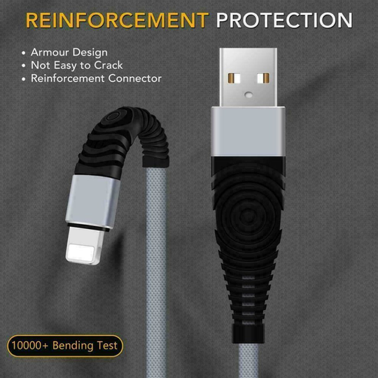 (Grey, 3M) Heavy Duty Extra Long Data USB Charger Cable 3m 2m Lead For iPhone 8 7 6s 5s X