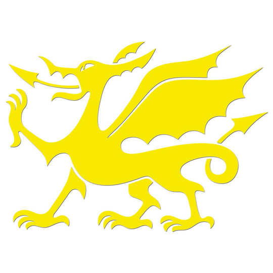 (Bright Yellow, 280mm) Welsh Dragon Car Sticker Wall Window Laptop Phone Premium Grade Waterproof Vinyl