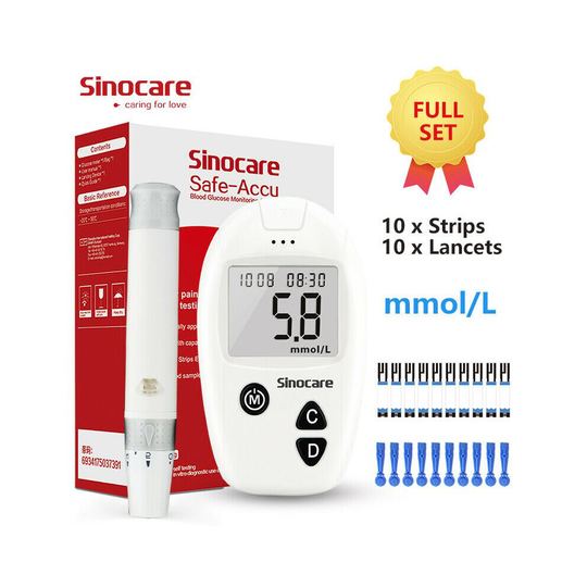 Safe Accu Blood Glucose Monitor with Free 10PCS Test Strips & Lancets