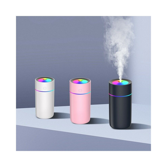 (Black) 320ml Essential Oil Humidifier Diffuser For Car With Colorful Night Light