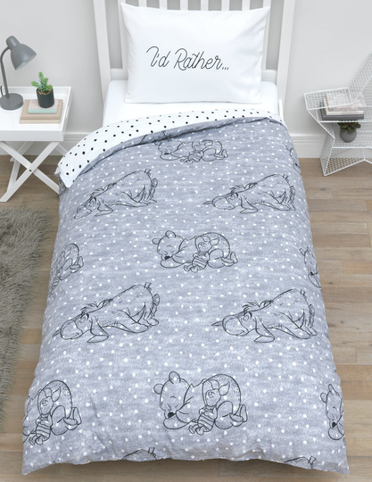 Disney Kids Grey Winnie the Pooh Bedding Set - Single