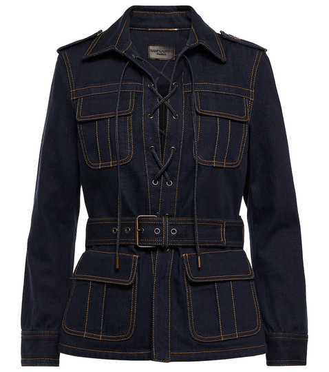 Lace-up denim shirt