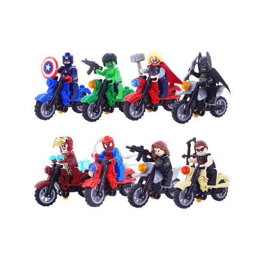8x Superhero Motorcycle Avengers Block Minifigures