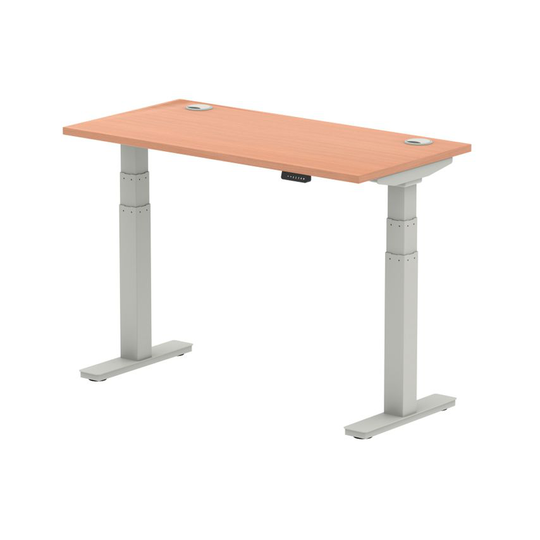 Dynamic Air 1200/600 Beech Height Adjustable Desk with Cable Ports with Silver L