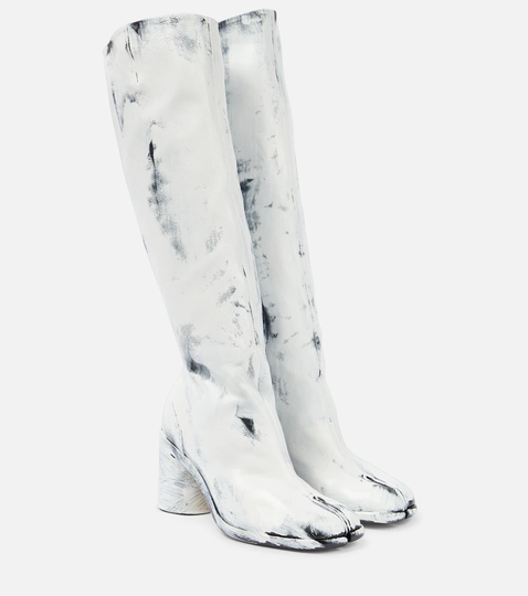 Tabi knee-high leather boots