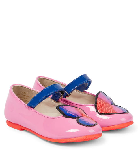Butterfly patent leather flats