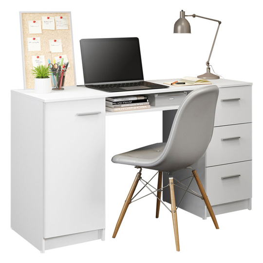 (White) MADESA Computer Desk Laptop PC Table with Drawers