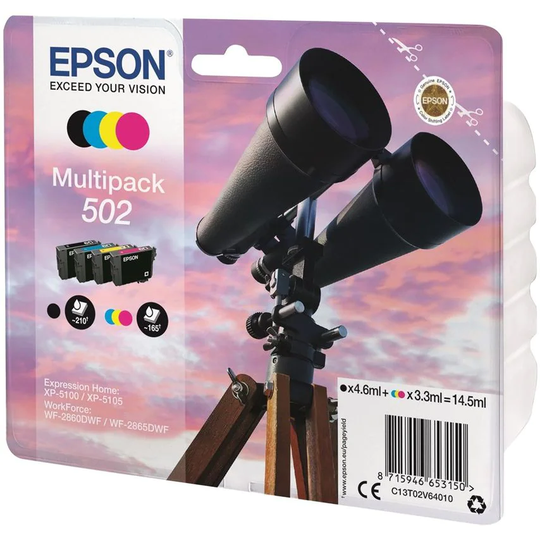 Epson Epson 502 Binoculars Black CMY Standard Capacity Ink Cartridge 14.5ml Mult