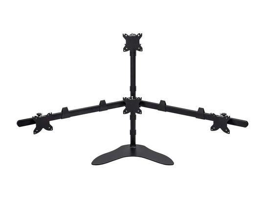 Quad Monitor Pyramid Free Standing Desk Mount For 15-30 Inch Monitors | Rotate 360° | Swivel ±60° | Tilt ±12°