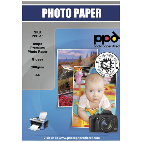 PPD Inkjet Gloss Super Premium Photo Paper A4 280gsm x 50 Sheets PPD-15-50