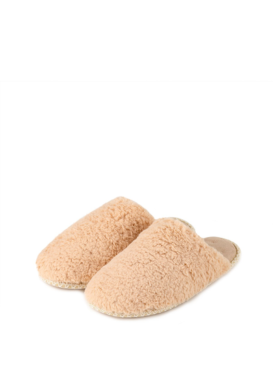 Camel Faux Fur Mule Slippers - M