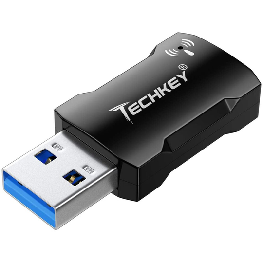 WiFi Dongle 1200Mbps for PC, Techkey WiFi Adapter Wireless Network USB WiFi Adapter 802.11 ac USB WiFi Dongle with Dual Band 2.42GHz/300Mbps, 5.8GHz/8