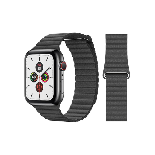 Apple Leather Loop Watch Strap (44mm) - Medium - Black