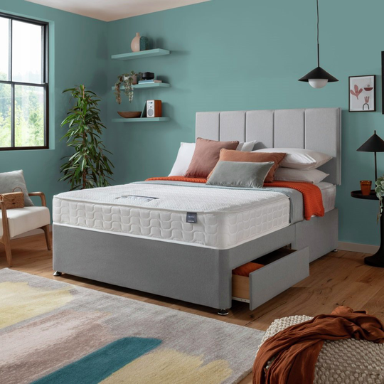 Silentnight Hatfield Memory 2 Drw Small Double Divan - Grey