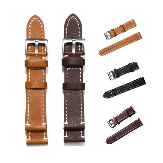 (19mm, Dark Brown) Comfy Genuine Leather Watch Wrist Band Strap