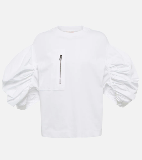 Puff sleeve cotton T-shirt